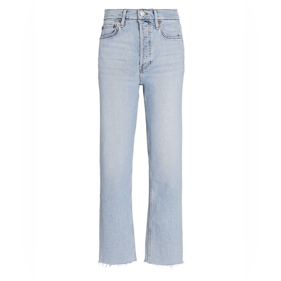 RE/DONE 70's Stove Pipe High Rise Straight Leg Jeans In River Fade